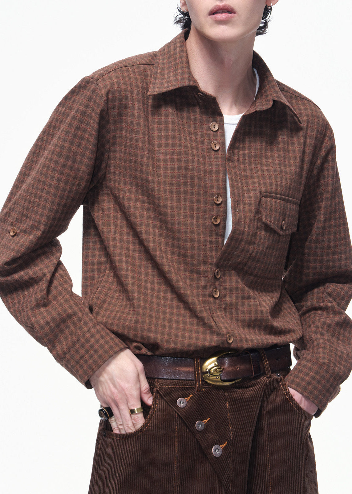 SCRIPT-X PLAID TWO-BUTTON SHIRT
