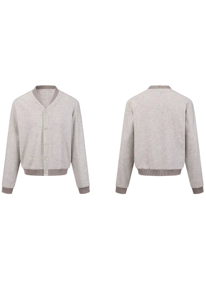 SCRIPT-X V-NECK BUTTON BOMBER JACKET