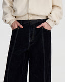VELVET WIDE LEG TROUSERS