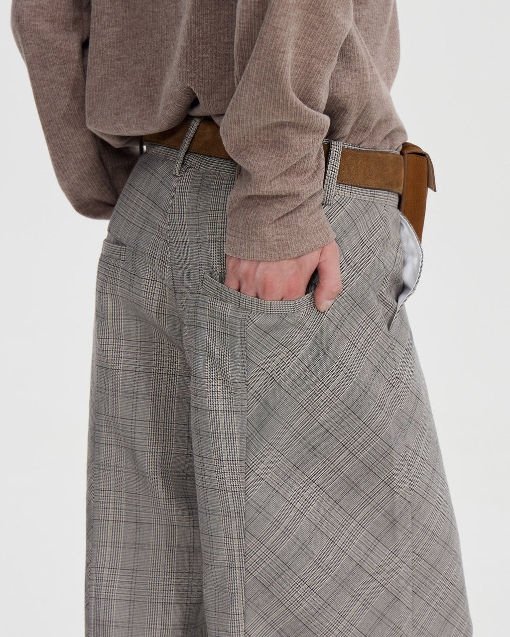 PLAID WIDE LEG TROUSERS