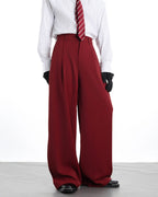 RED WIDE LEG DRESS PANTS