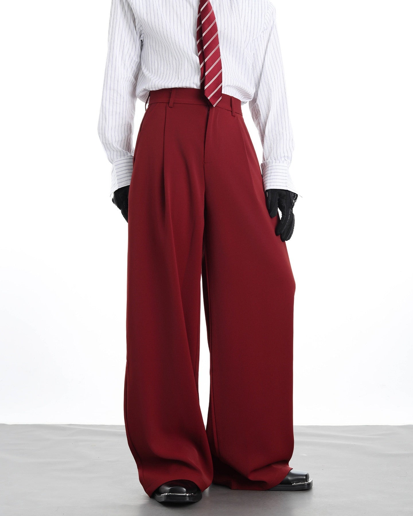 RED WIDE LEG DRESS PANTS
