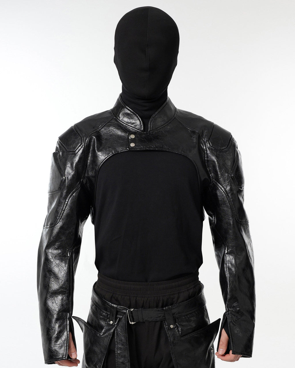 DARK HIPHOP STAND COLLAR PU JACKET