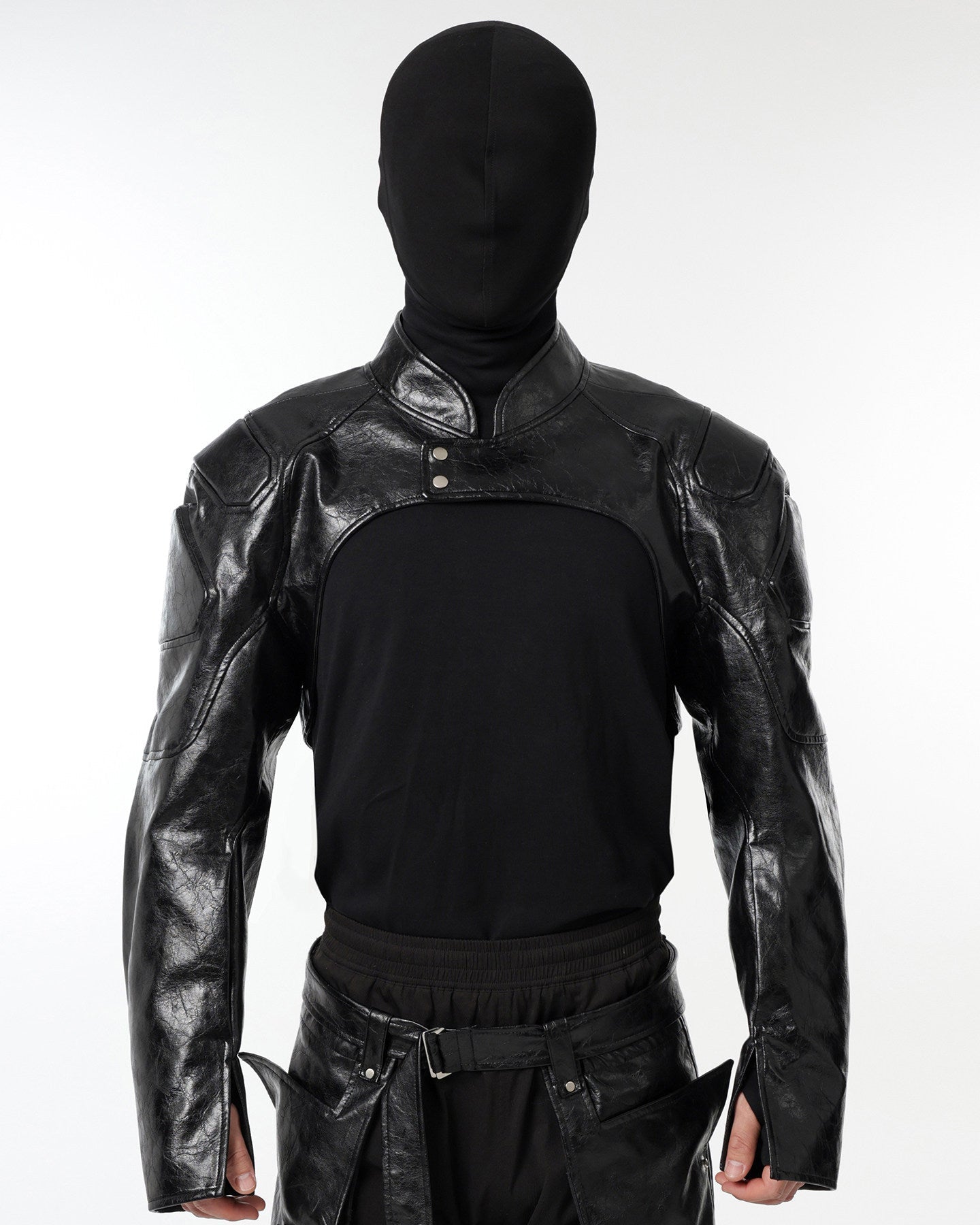 DARK HIPHOP STAND COLLAR PU JACKET