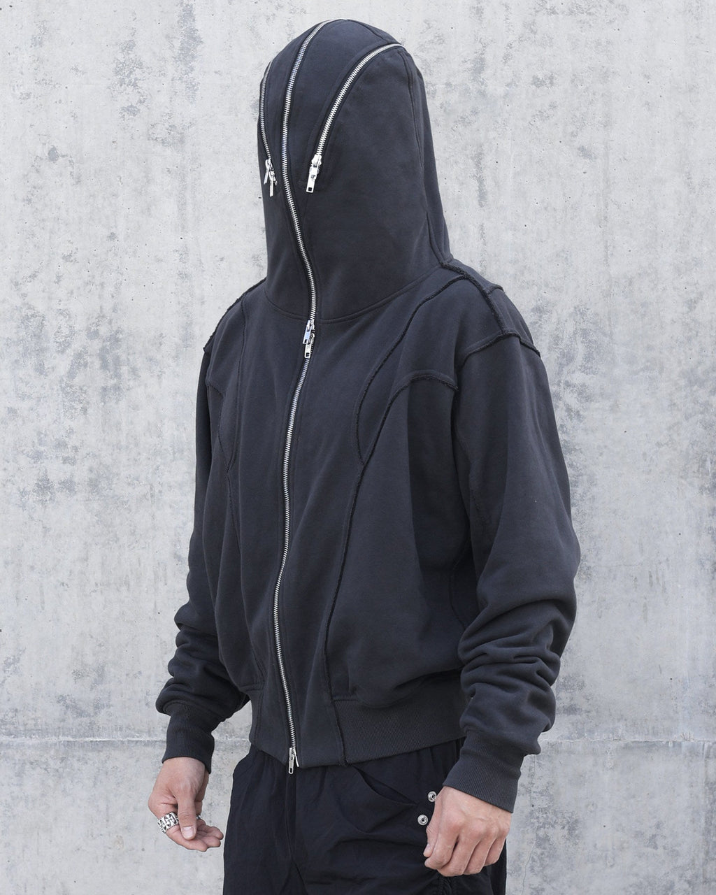 HOODED ZIP MASK OPIUM JACKET