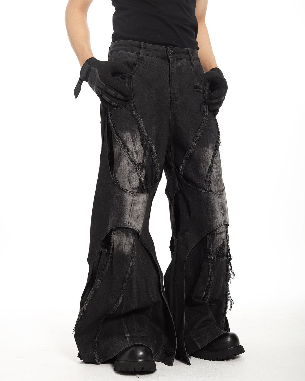 DECONSTRUCTED WIDE FLARE JEANS