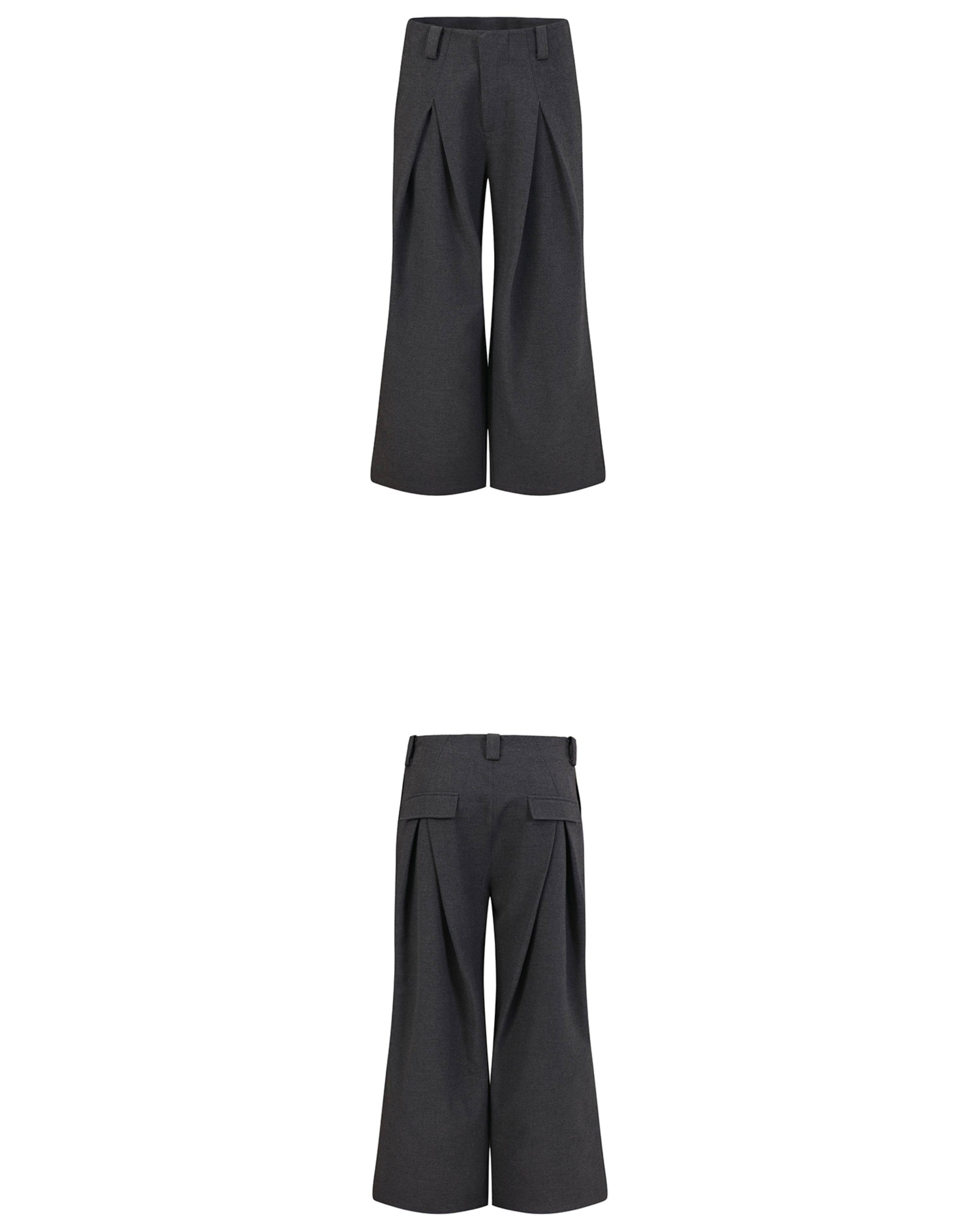 WAIST PLEATED WIDE TROUSERS