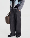 PLEATED WRINKLE STRIPE TROUSERS