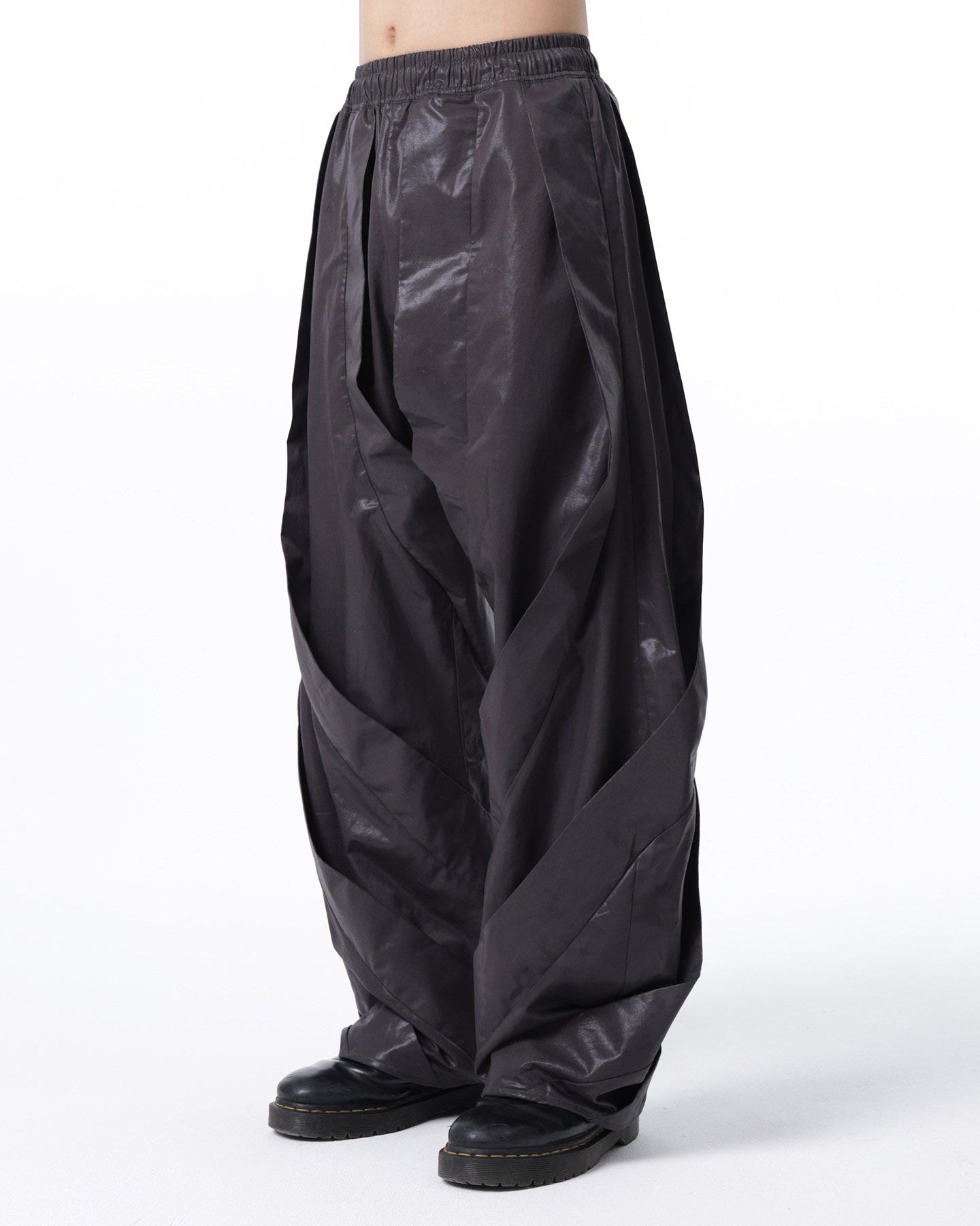 SPIRAL DRAPED WAXED PANTS