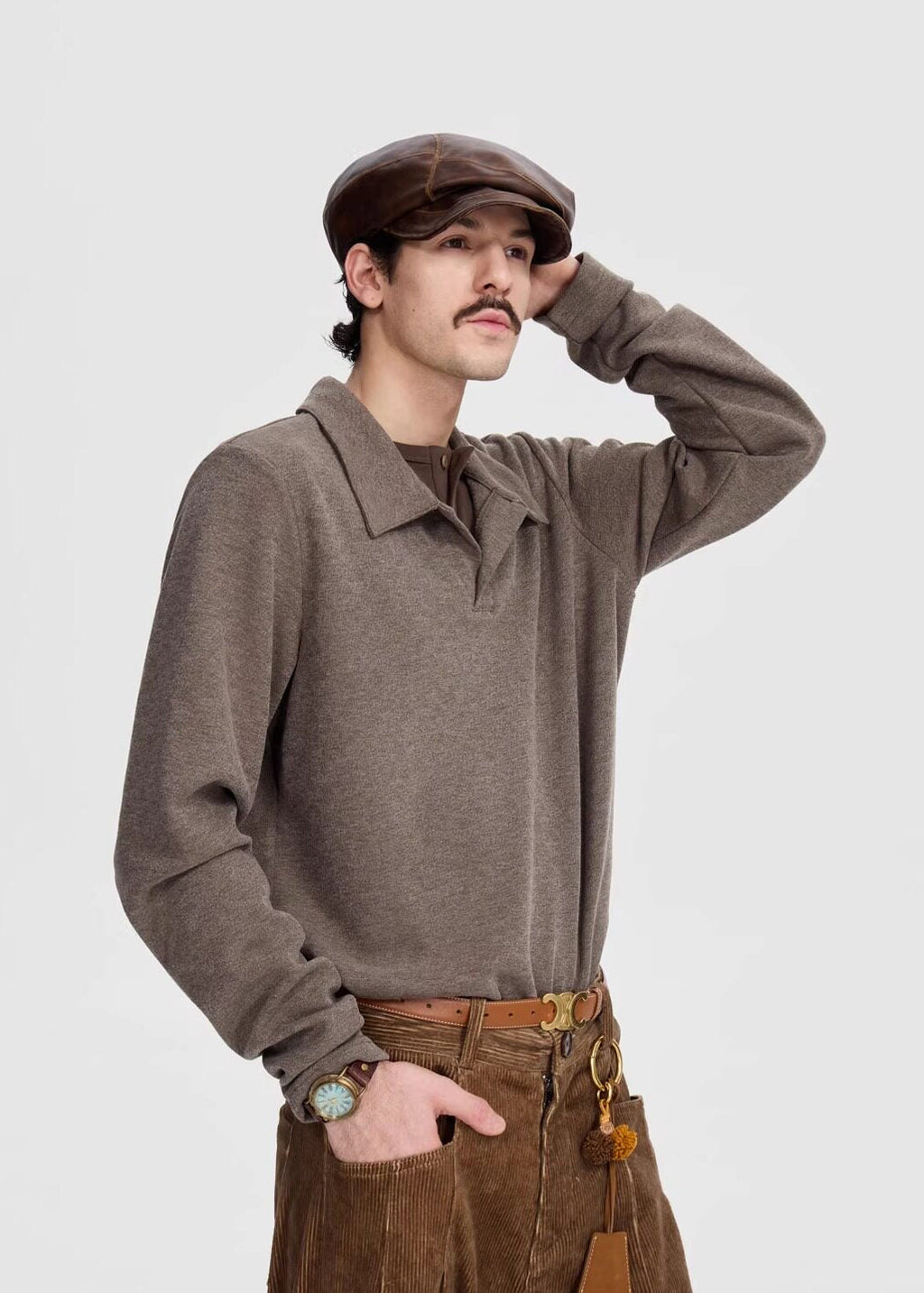 SCRIPT-X POLO FAKE TWO TOP