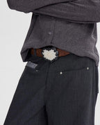 WOOL SPLICED WIDE TROUSERS