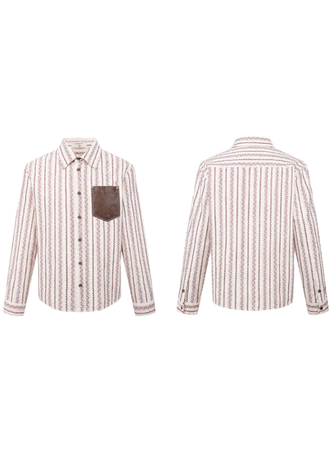 SCRIPT-X STRIPE EMBROID SHIRT