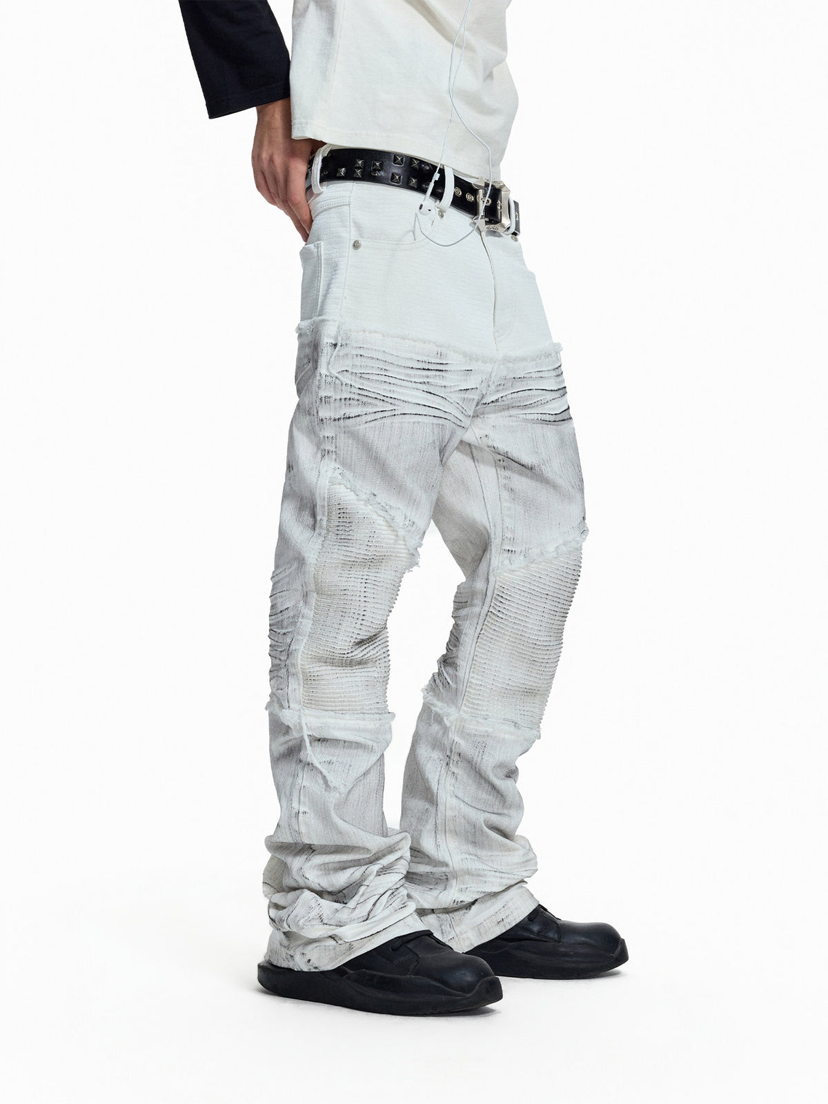 GHOSTLINE distressed stacked flare jeans
