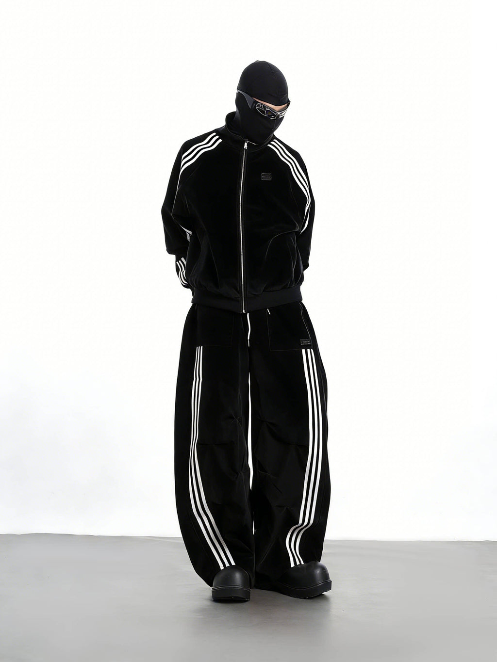 XCULTURE LUXURY 3-STRIPE STAND COLLAR CROPPED JACKET SET