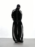 XCULTURE LUXURY 3-STRIPE STAND COLLAR CROPPED JACKET SET