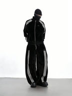 XCULTURE LUXURY 3-STRIPE STAND COLLAR CROPPED JACKET SET