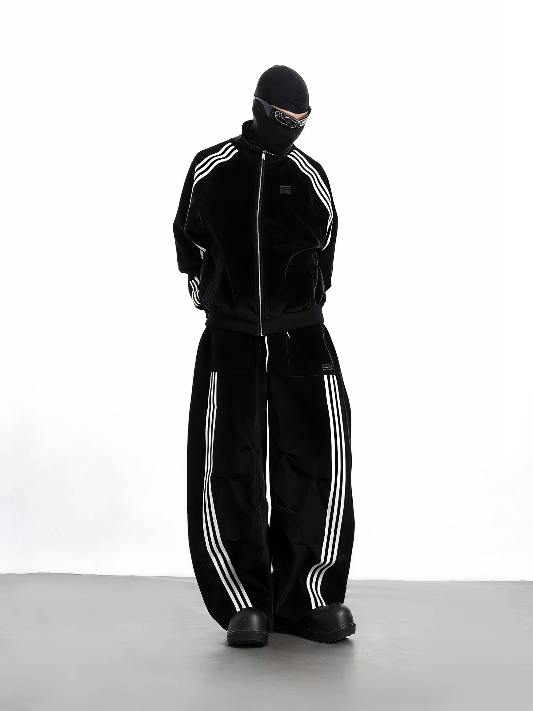 XCULTURE LUXURY 3-STRIPE STAND COLLAR CROPPED JACKET SET