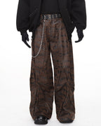 CAMO PLEATED WIDE PANTS