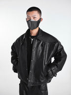 OFF/SC TEXTURED AVANT-GARDE HIGH WAIST BIKER JACKET