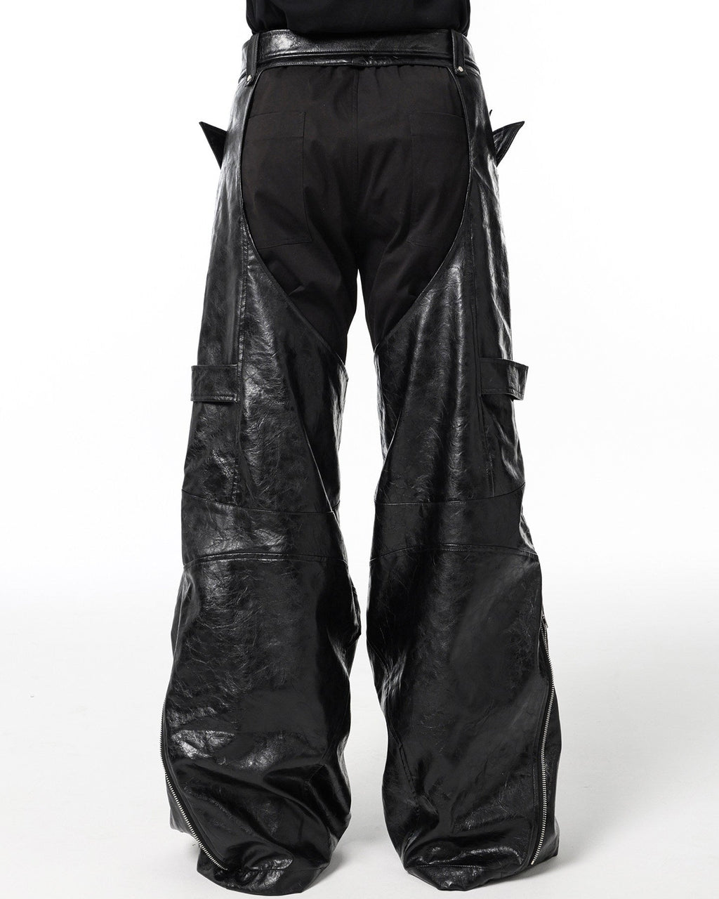 BLACK BIKER LEATHER PANTS