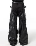 BLACK BIKER LEATHER PANTS