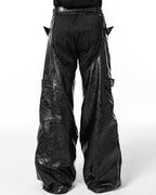 BLACK BIKER LEATHER PANTS