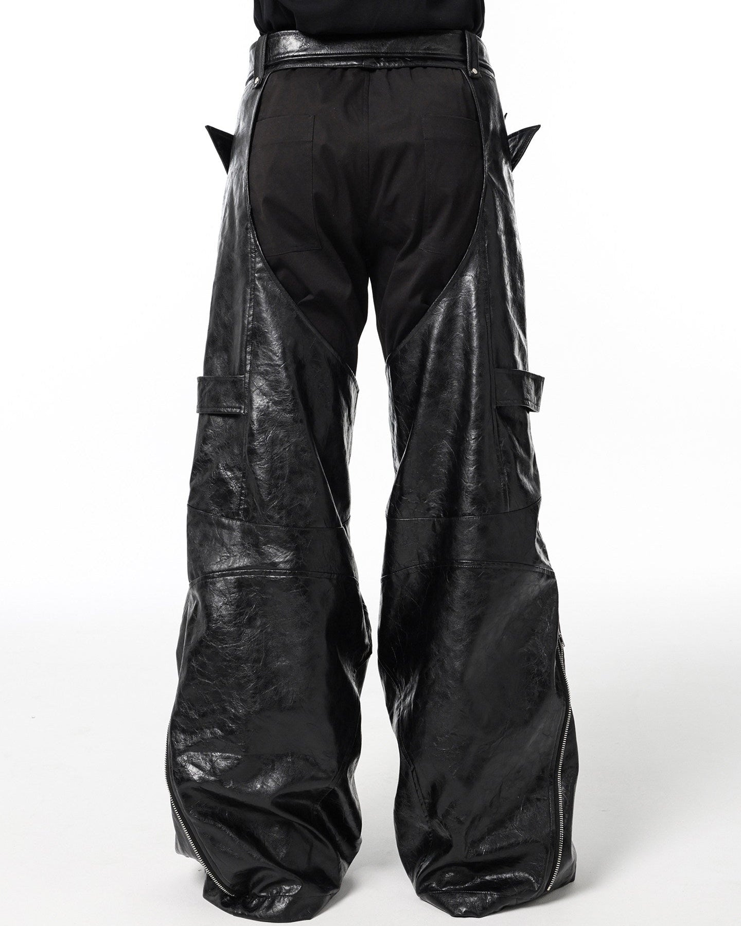 BLACK BIKER LEATHER PANTS