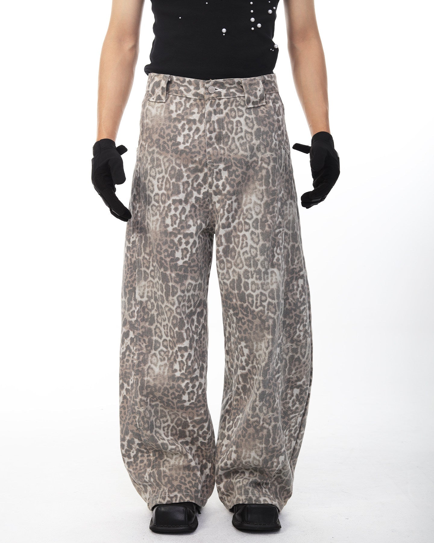LEOPARD WIDE JEANS