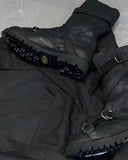 BOTAS DE TRABAJO TIPO MOTERO CON CORREA NEGRA