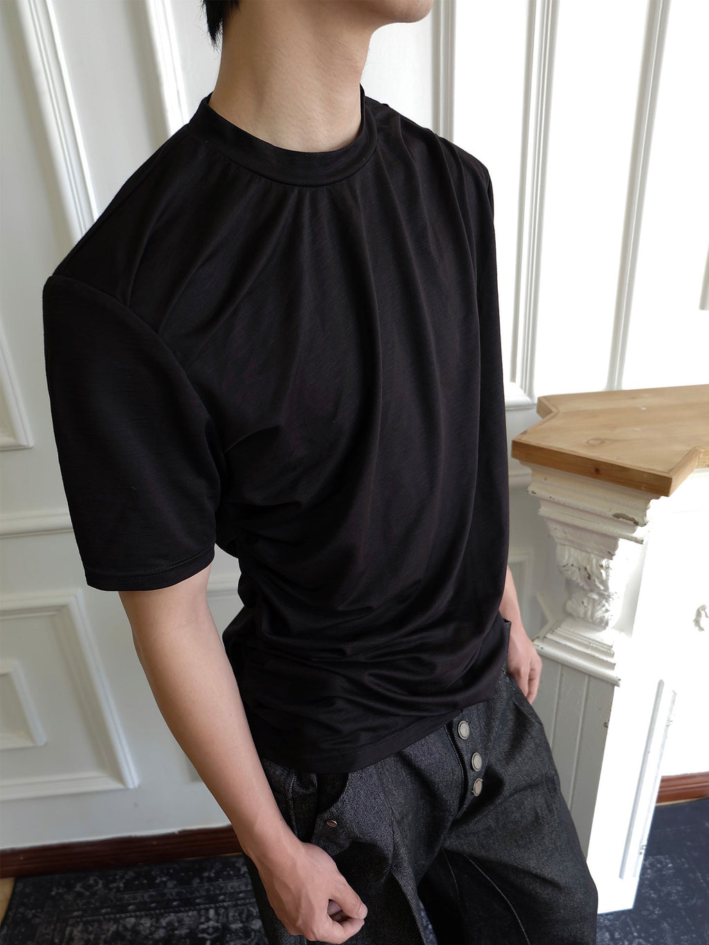 OFF/SC ICE SILK WAVED PLEATED AVANT-GARDE TEE