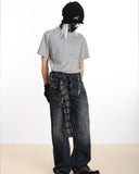 STUDDED DECONSTRUCTED SLIM FIT CREW TEE