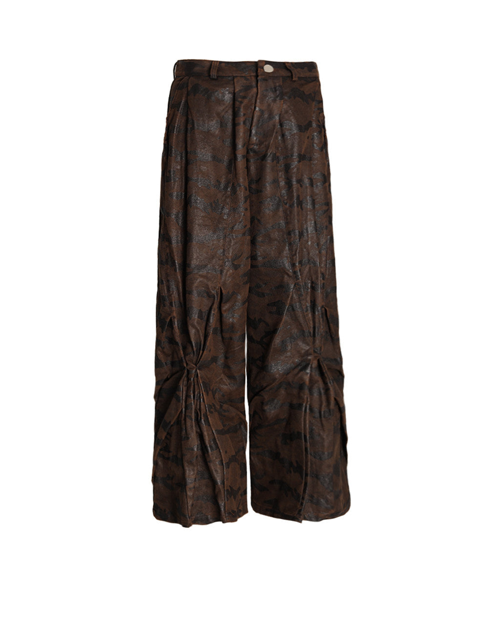 CAMO PLEATED WIDE PANTS