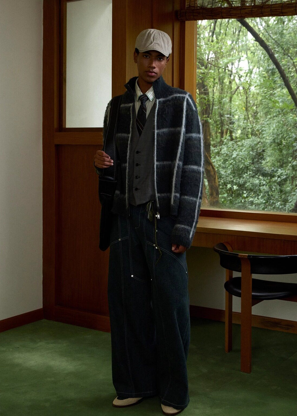 SCRIPT-X PLAID ZIP SWEATER