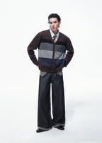 SCRIPT-X STRIPE WOOL CARDIGAN