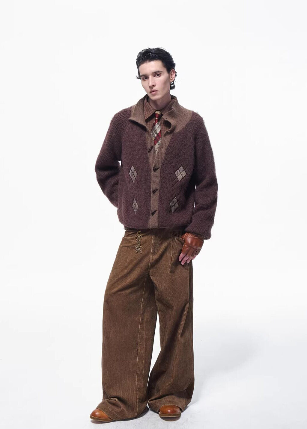 SCRIPT-X ARGYLE KNIT CARDIGAN