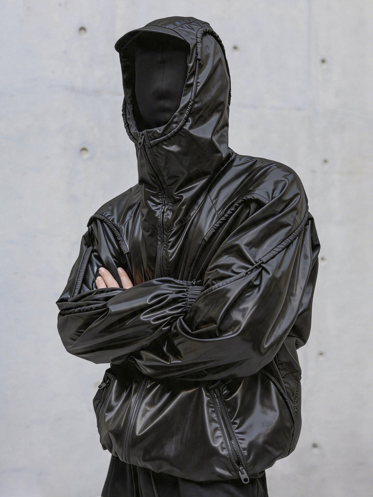DRAWSTRING ULTRA-THIN SUN HOODED WINDBREAKER