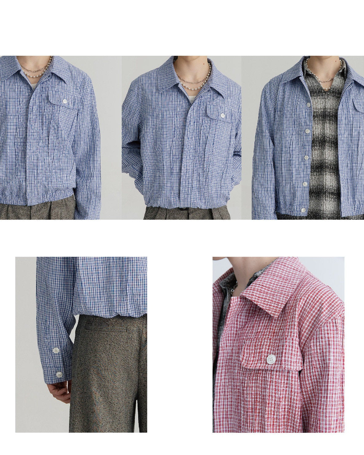 XEQUATION PLAID CRINKLE SHIRT JACKET