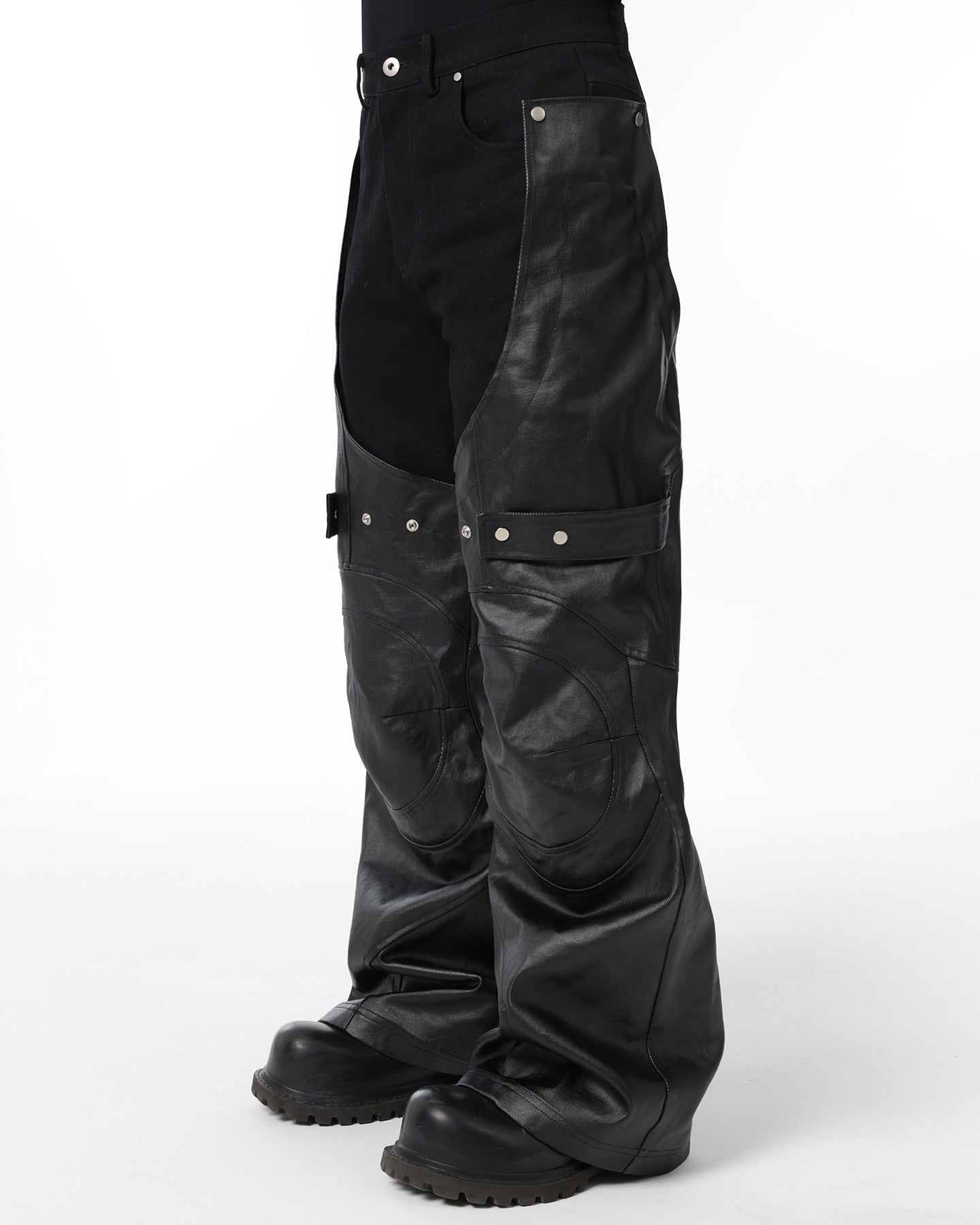 DECONSTRUCTED BIKER LAYERED PANTS