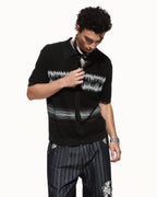 SCRIPT-X WOOL WAFFLE POLO CARDIGAN