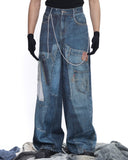 PATCH PRINT WIDE JEANS