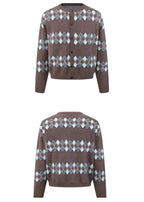 SCRIPT-X ARGYLE ZIP WOOL CARDIGAN