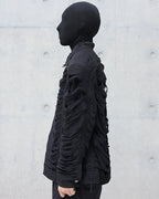 DOUBLE LAYER DISTRESSED FRINGE OPIUM JACKET