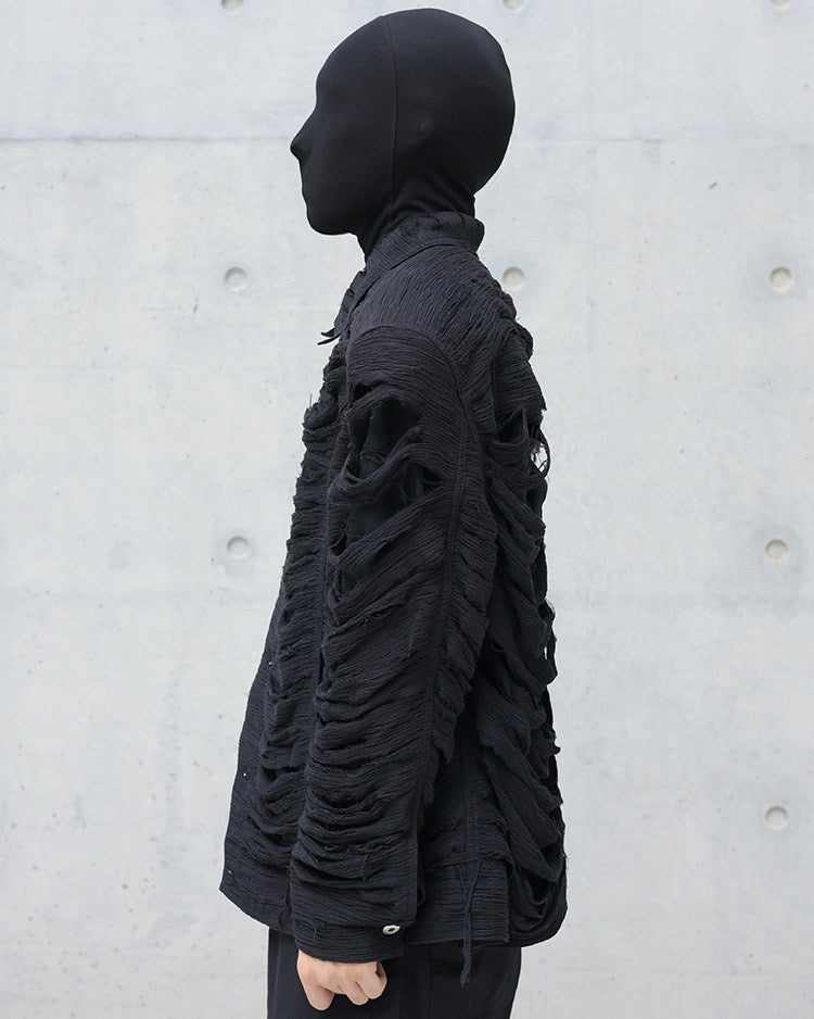 DOUBLE LAYER DISTRESSED FRINGE OPIUM JACKET