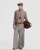 PLAID WIDE LEG TROUSERS
