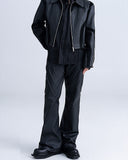 WAXED DARK FLARE PANTS