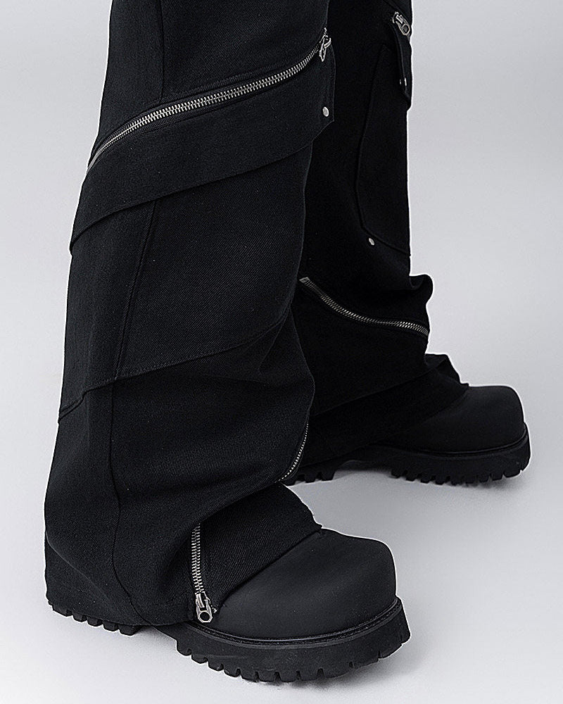 ZIP DARK FLARE PANTS