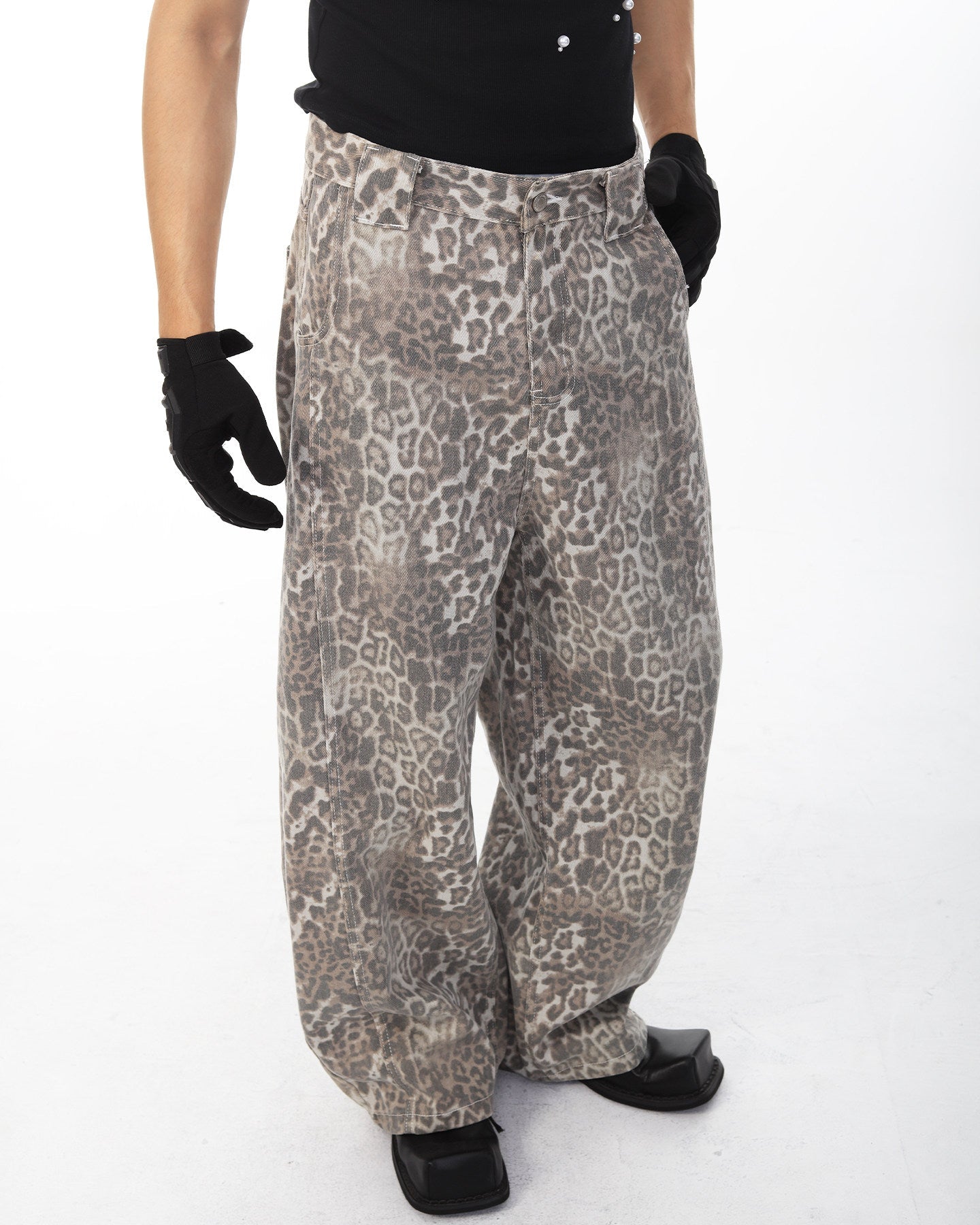 LEOPARD WIDE JEANS