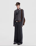 WOOL SPLICED WIDE TROUSERS