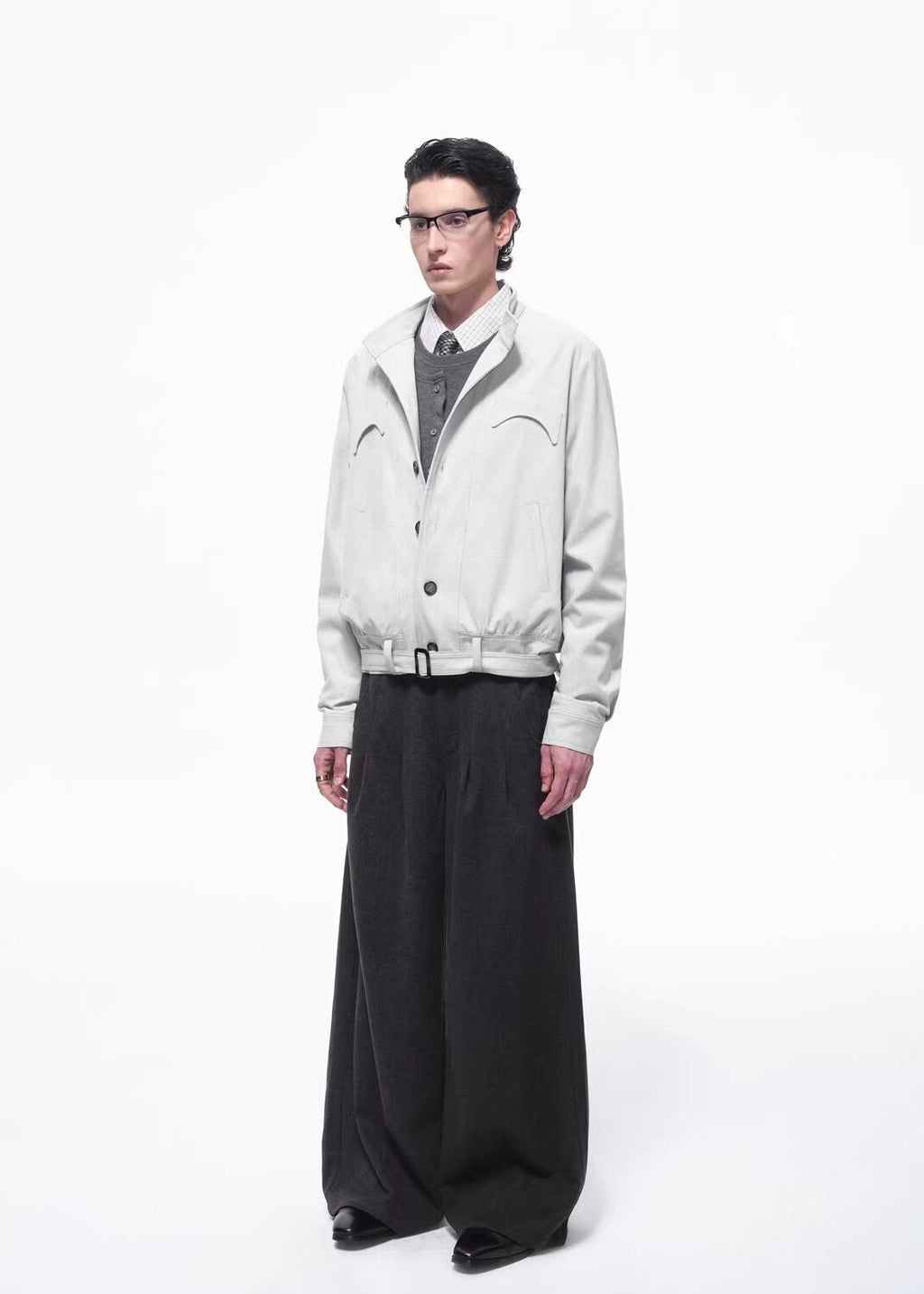 SCRIPT-X PLAID BELTED JACKET
