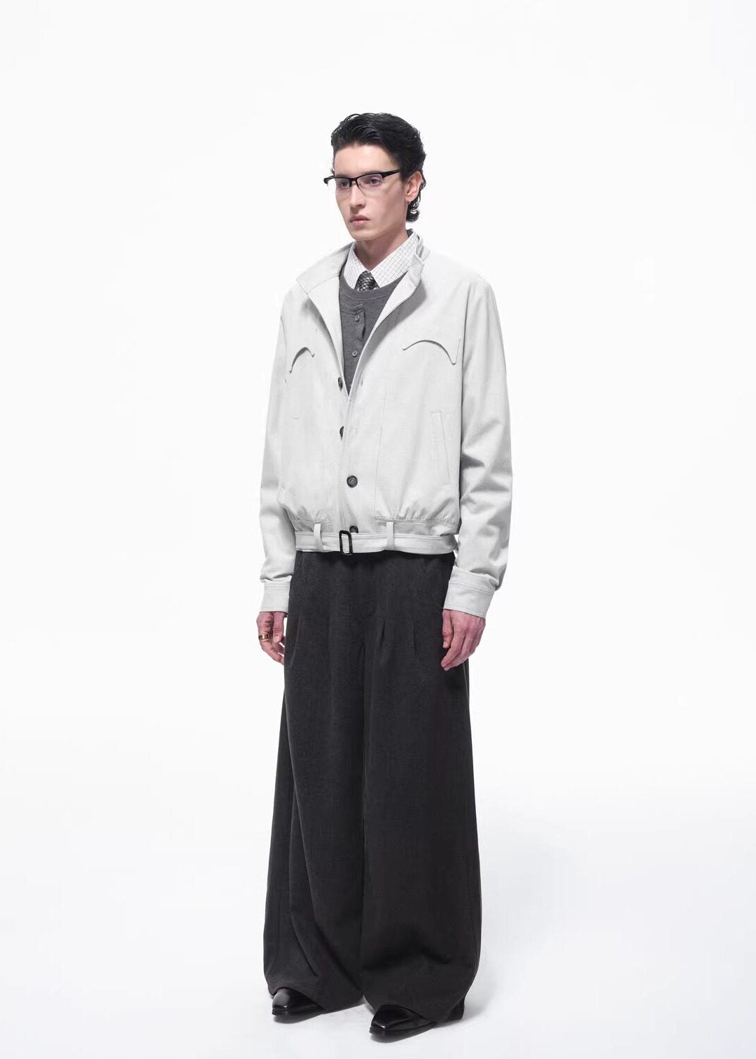 SCRIPT-X PLAID BELTED JACKET